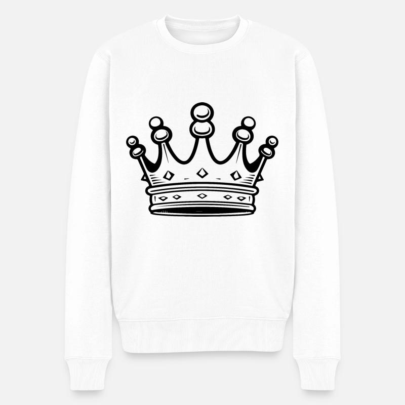 Krone Symbol Silhouette - Männer Premium Bio Pullover - Weiß