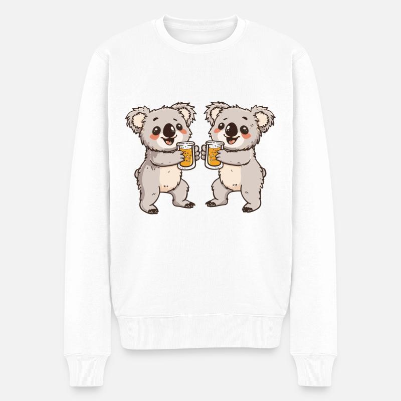 Koala Comic Bière Drôle Alcool - Pull Premium bio Homme - blanc