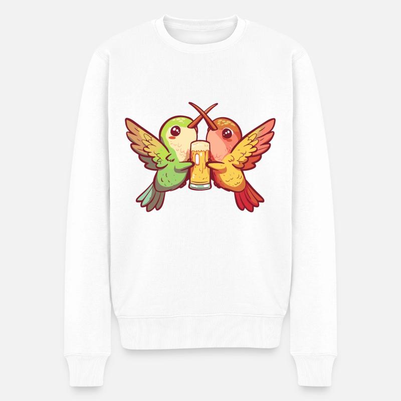 Colibri Oiseau Bière Drôle Alcool - Pull Premium bio Homme - blanc