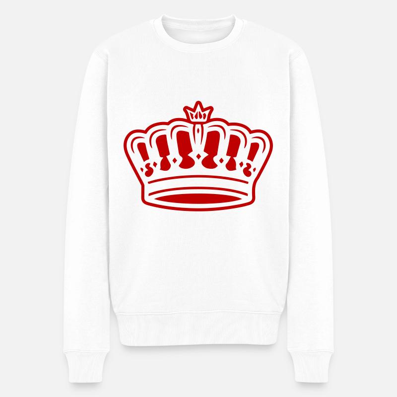 Krone Symbol King - Männer Premium Bio Pullover - Weiß