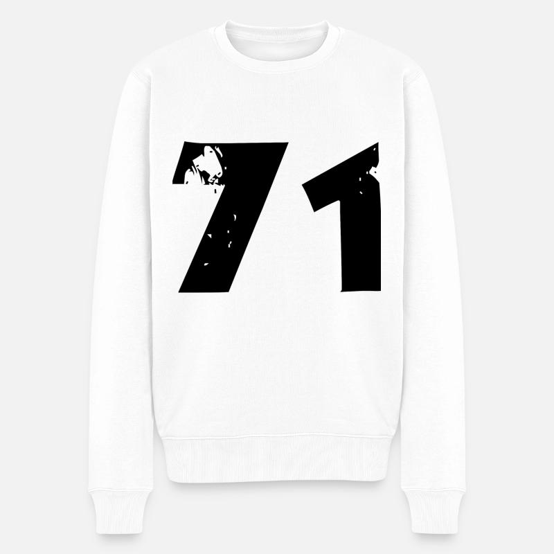 71 Zahl - Männer Premium Bio Pullover - Weiß