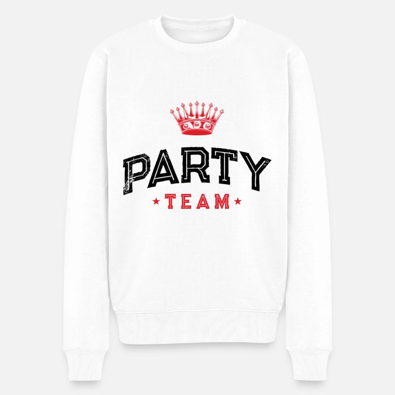 Party Team - Männer Premium Bio Pullover - Weiß