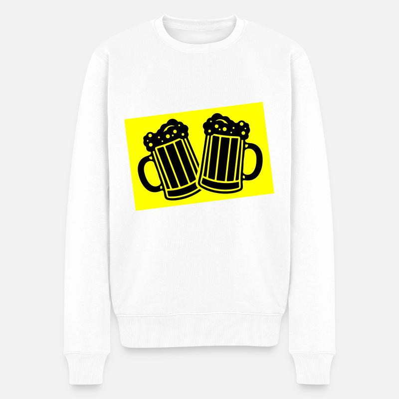 Bier Symbol Saufen - Männer Premium Bio Pullover - Weiß