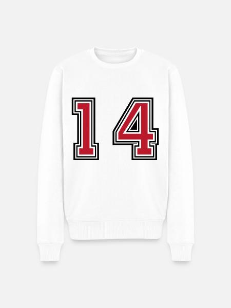 14 Zahl symbol - Männer Premium Bio Pullover - Weiß