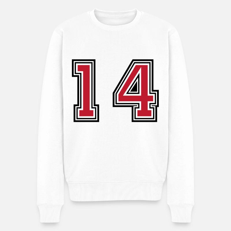 14 Zahl symbol - Männer Premium Bio Pullover - Weiß