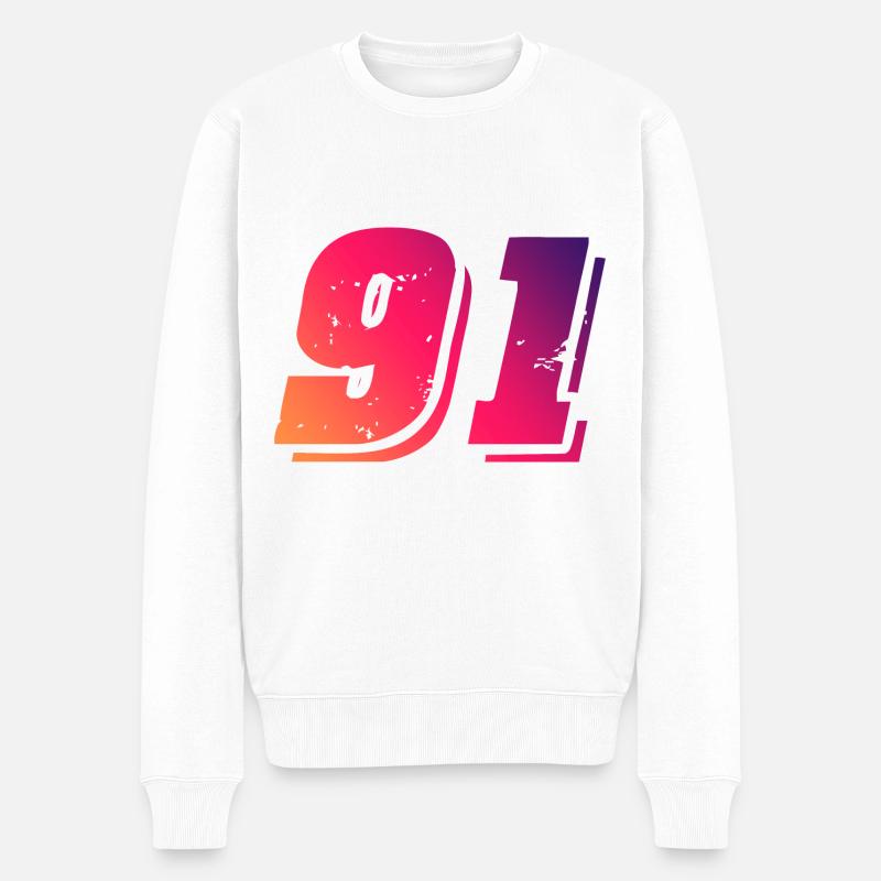 91 Zahl Symbol - Männer Premium Bio Pullover - Weiß