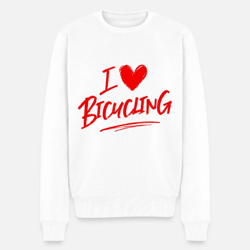 Ich Liebe Fahrradfahren - Männer Premium Bio Pullover - Weiß