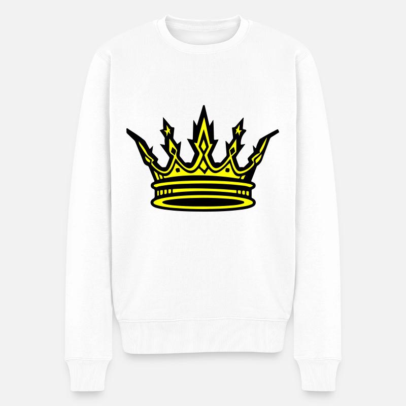Krone King Symbol - Männer Premium Bio Pullover - Weiß