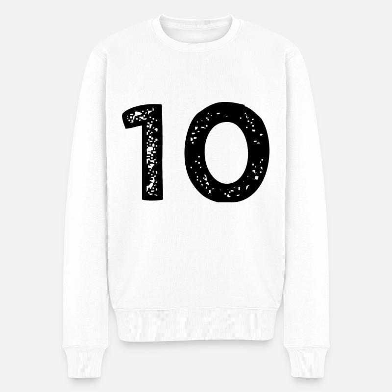 10 Zahl Trikot - Männer Premium Bio Pullover - Weiß