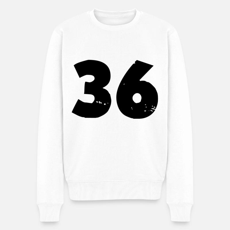 36 Zahl - Männer Premium Bio Pullover - Weiß