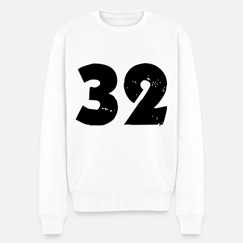 32 Zahl - Männer Premium Bio Pullover - Weiß