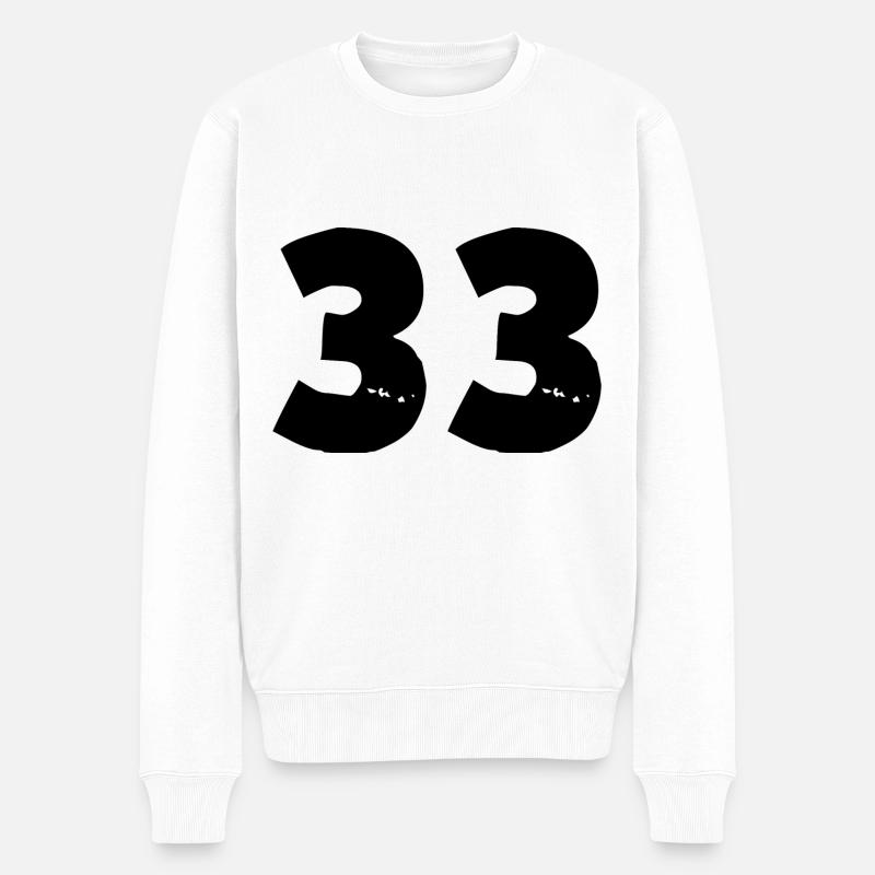 33 Zahl - Männer Premium Bio Pullover - Weiß