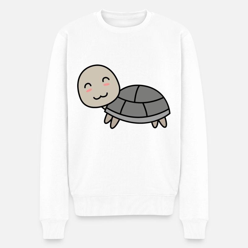 Schildkröte Comic Tier - Männer Premium Bio Pullover - Weiß