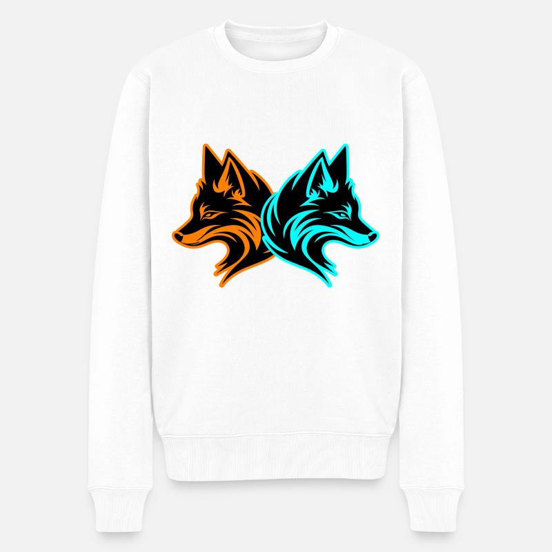 Animal renard - Pull Premium bio Homme - blanc