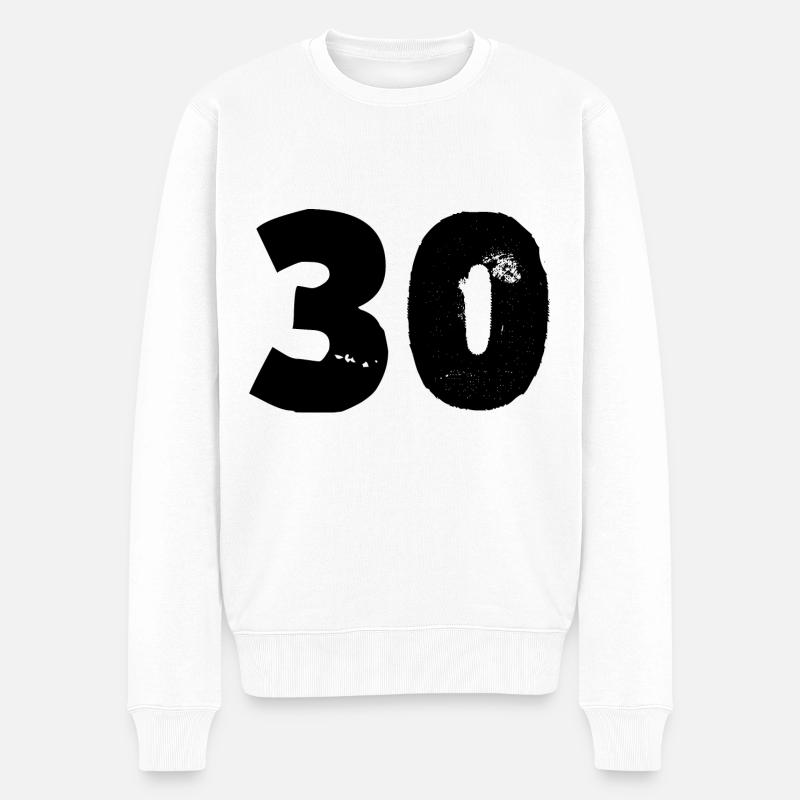 30 Zahl - Männer Premium Bio Pullover - Weiß
