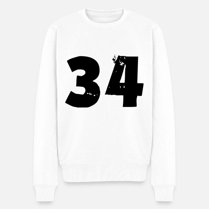 34 Zahl - Männer Premium Bio Pullover - Weiß