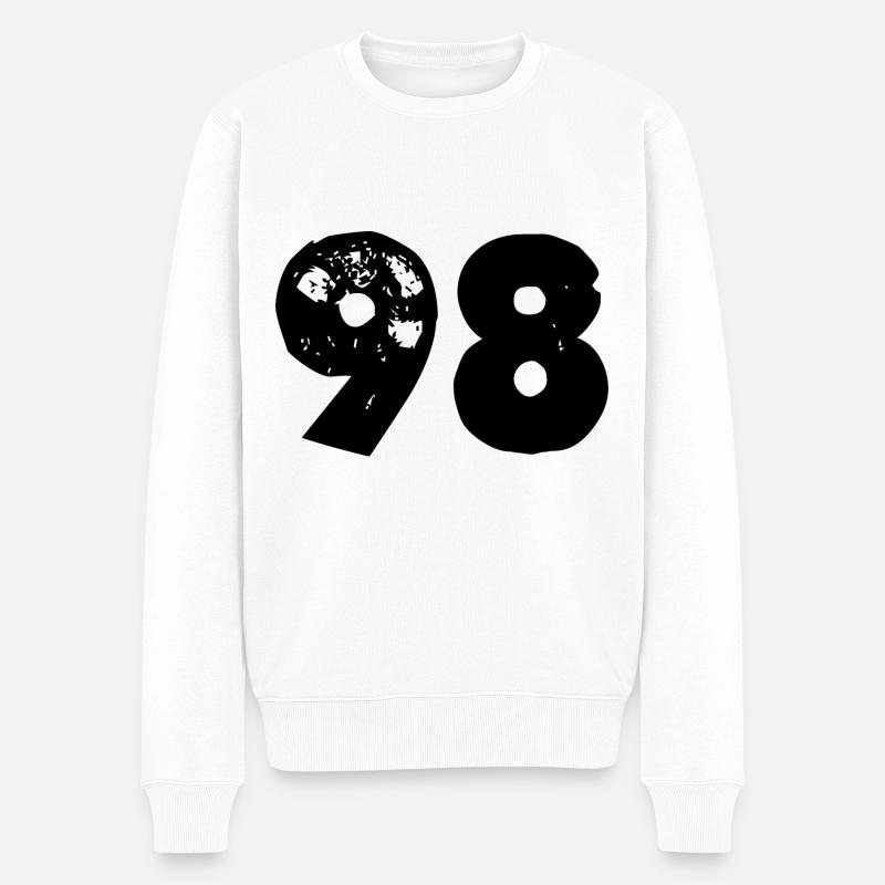 98 Zahl - Männer Premium Bio Pullover - Weiß