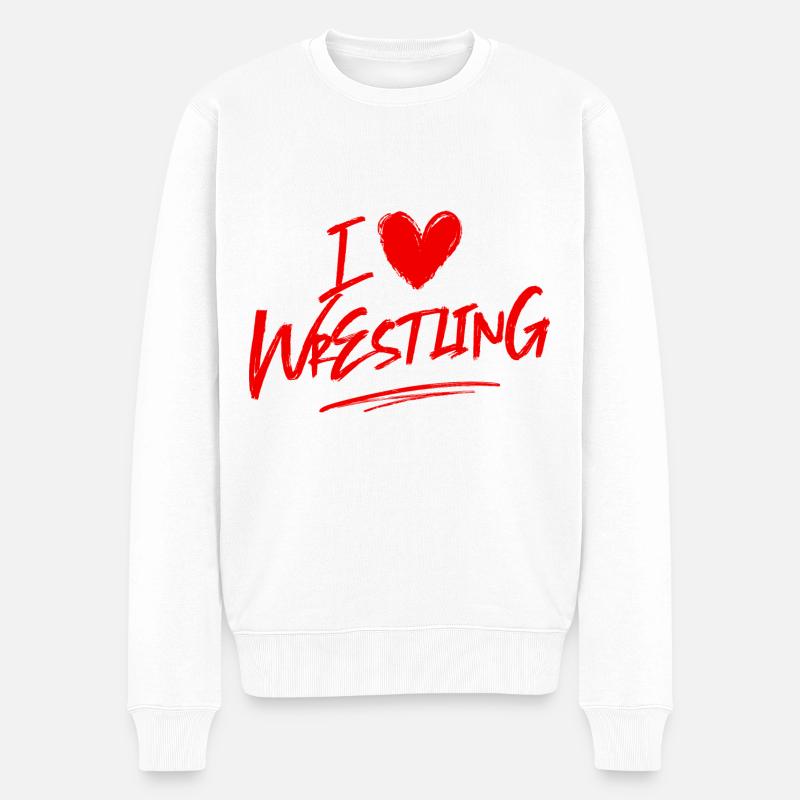 Ich liebe Wrestling - Männer Premium Bio Pullover - Weiß