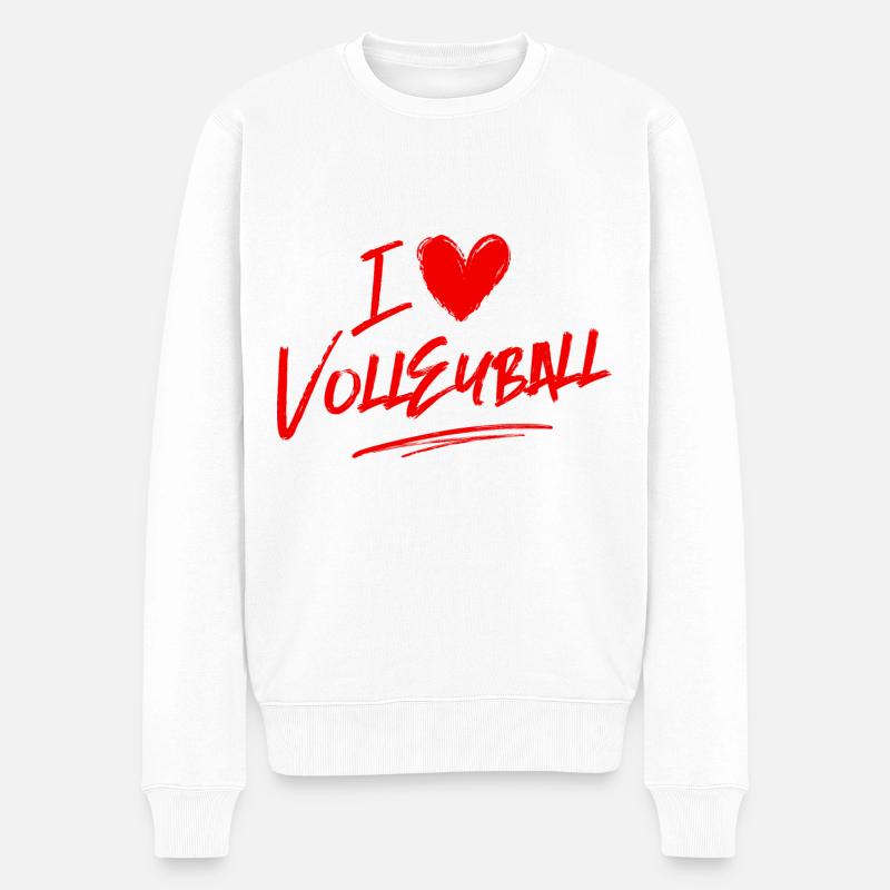 Ich liebe Volleyball - Männer Premium Bio Pullover - Weiß