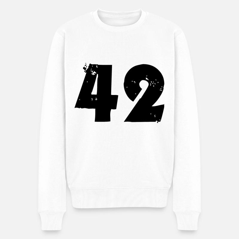 42 Zahl - Männer Premium Bio Pullover - Weiß