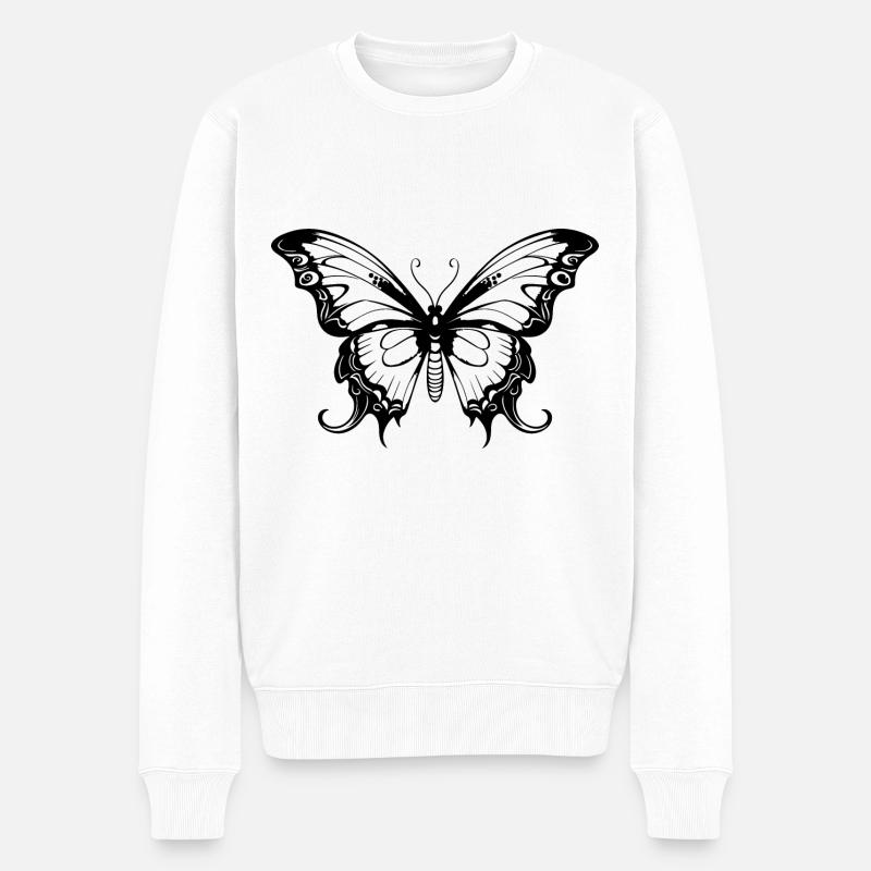 Silhouette de papillon Boho - Pull Premium bio Homme - blanc