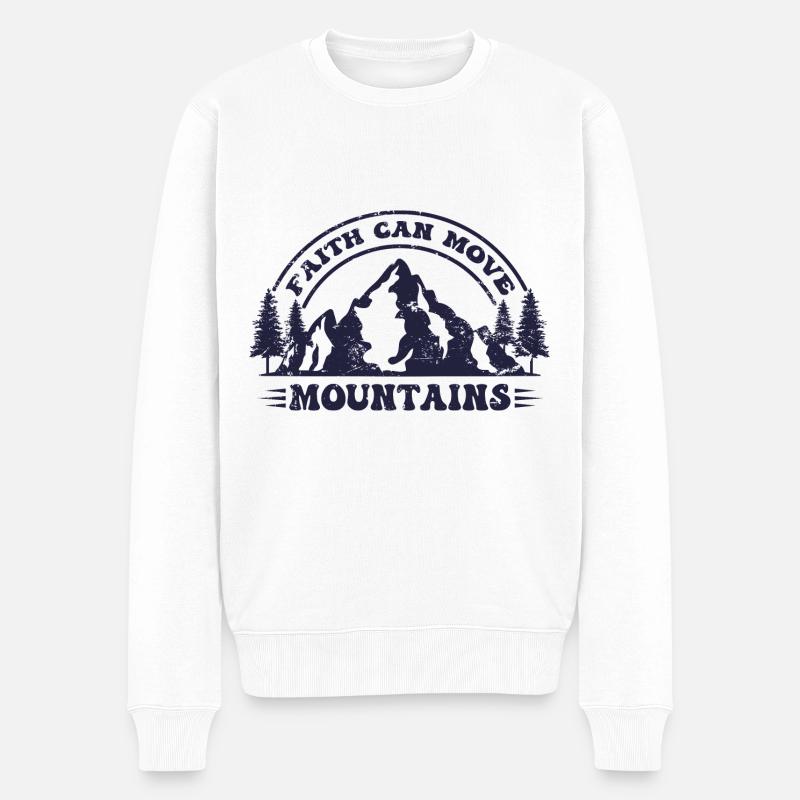 Faith can move Mountains, Matthew 17:20 - Männer Premium Bio Pullover - Weiß