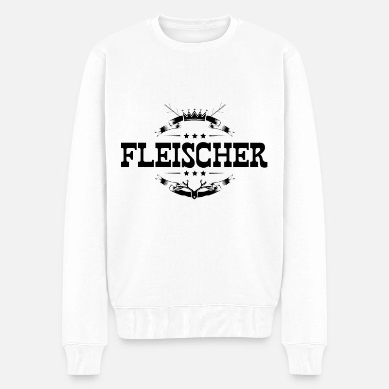 Fleischer Beruf - Männer Premium Bio Pullover - Weiß
