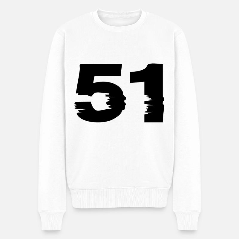 51 Zahl - Männer Premium Bio Pullover - Weiß