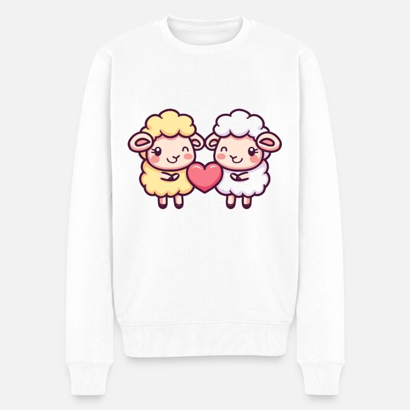 Mouton Bande Dessinée Couple Amour - Pull Premium bio Homme - blanc