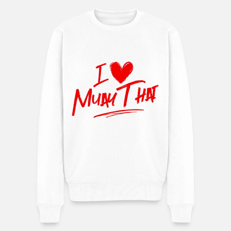 Ich liebe Muay Thai - Männer Premium Bio Pullover - Weiß