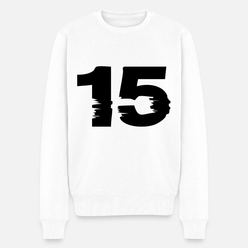 15 Zahl - Männer Premium Bio Pullover - Weiß