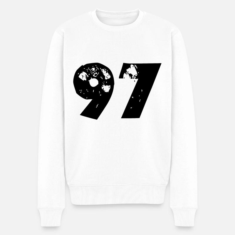 97 Zahl - Männer Premium Bio Pullover - Weiß