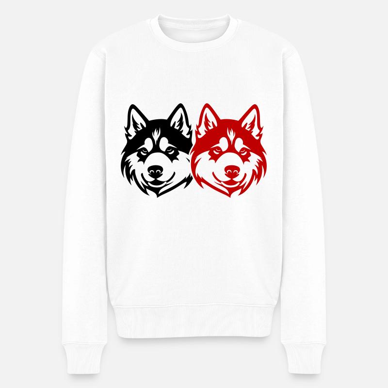 Akita Hund Kopf - Männer Premium Bio Pullover - Weiß