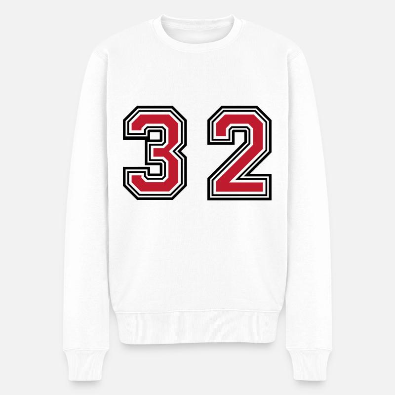 32 Zahl symbol - Männer Premium Bio Pullover - Weiß