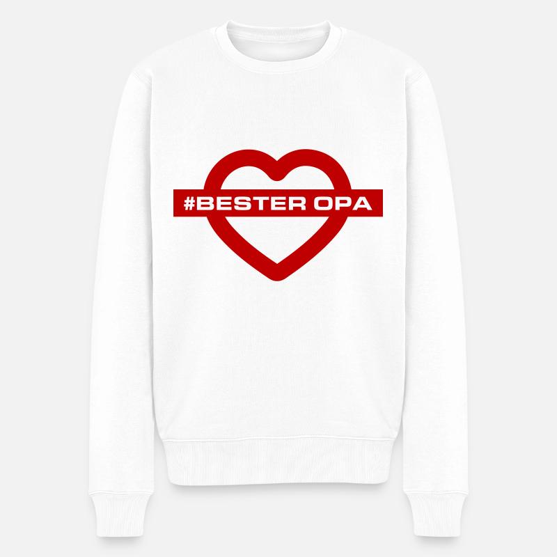 Bester Opa Herzen Liebe - Männer Premium Bio Pullover - Weiß