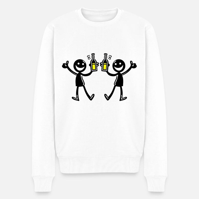 Boire Équipe Illustration Bière - Pull Premium bio Homme - blanc