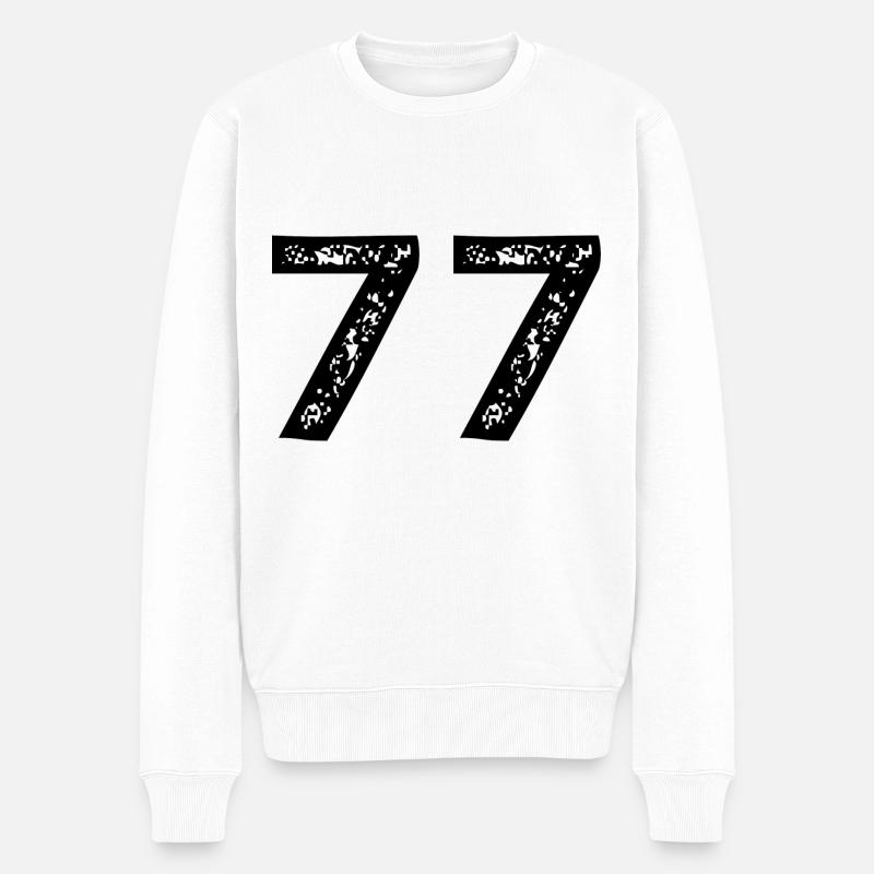 77 Zahl Trikot - Männer Premium Bio Pullover - Weiß