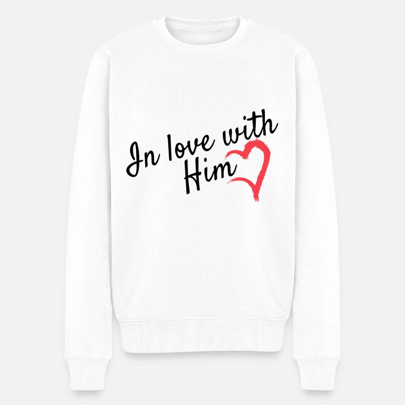 Liebe Partnerlook - Männer Premium Bio Pullover - Weiß