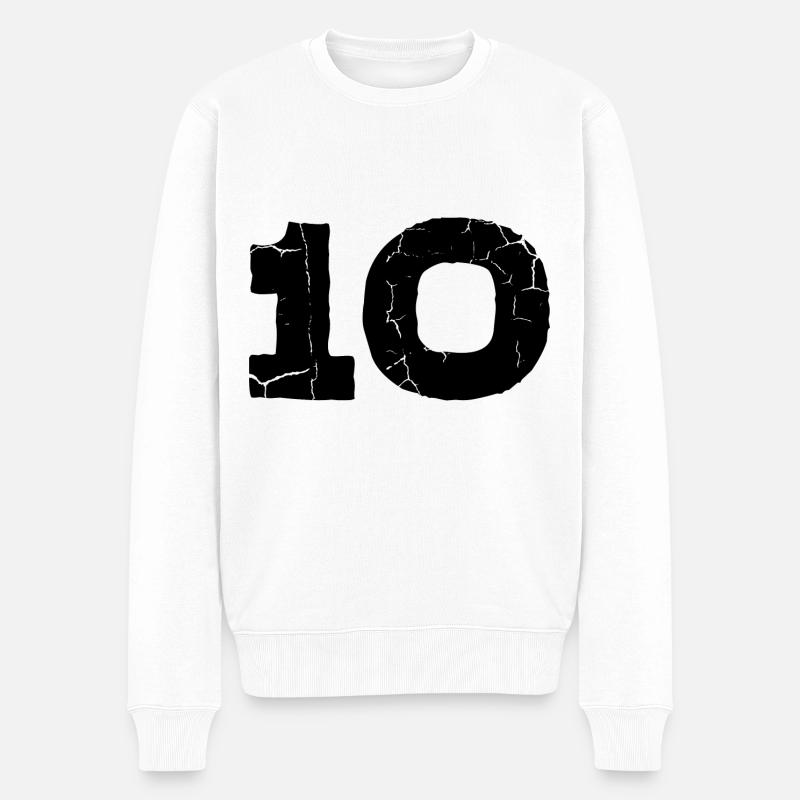 10 Zahl Trikot - Männer Premium Bio Pullover - Weiß