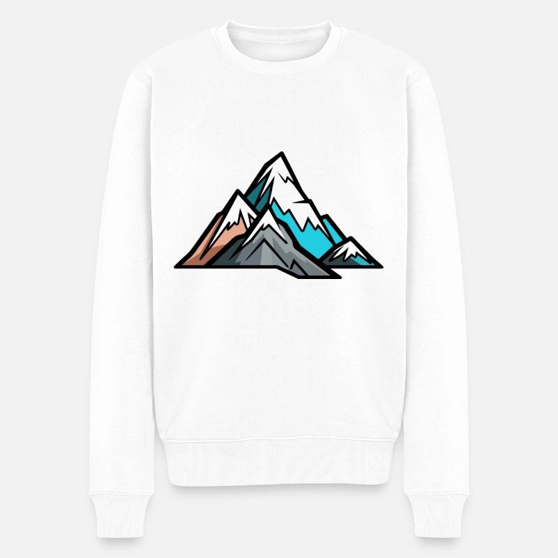 Berge Bergsteiger Symbol - Männer Premium Bio Pullover - Weiß