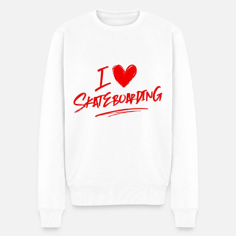 Ich Liebe Skateboard - Männer Premium Bio Pullover - Weiß
