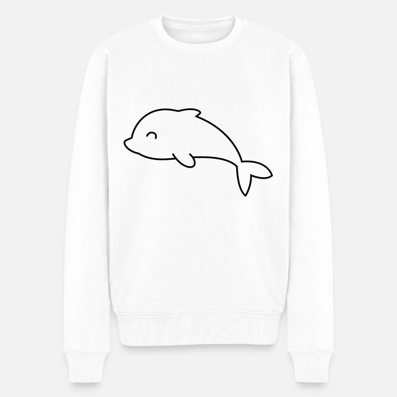 Dauphin Bande Dessinée Animal - Pull Premium bio Homme - blanc