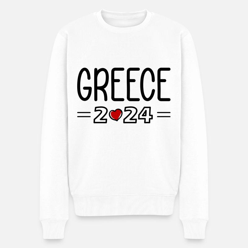 Grèce 2024 Coeur - Pull Premium bio Homme - blanc