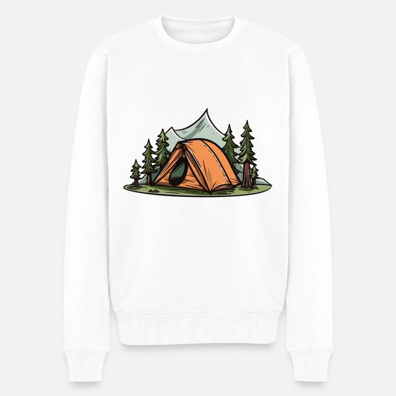 Camping Zelt Outdoor - Männer Premium Bio Pullover - Weiß