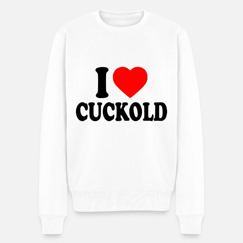 I love cuckold - Männer Premium Bio Pullover - Weiß