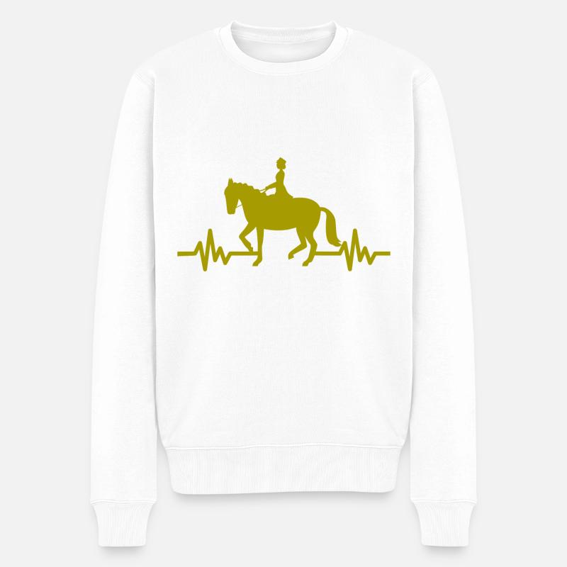 Herzschlag - Pferd Hengst Stute Ross Polo - Männer Premium Bio Pullover - Weiß
