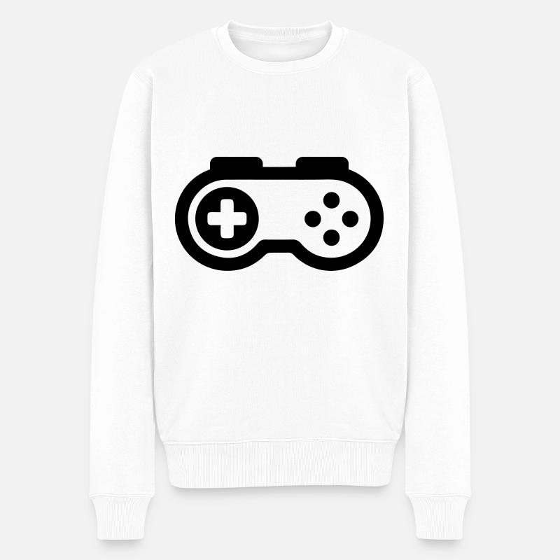 Gamepad Symbol Gamer - Männer Premium Bio Pullover - Weiß