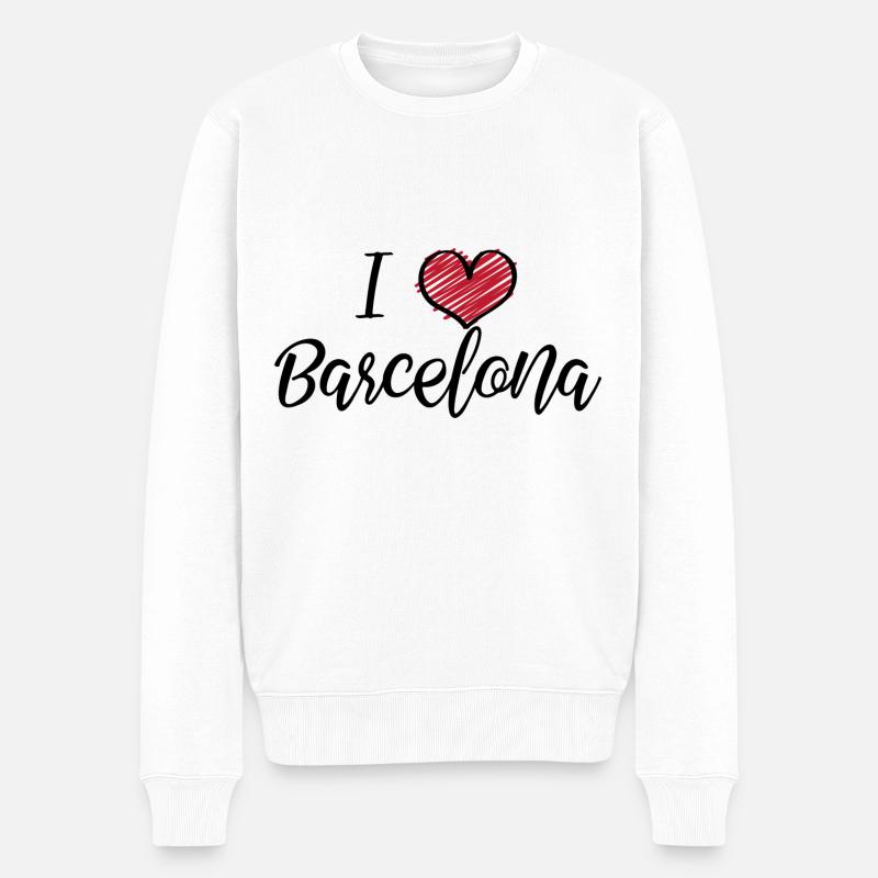 I Love Barcelona - Männer Premium Bio Pullover - Weiß