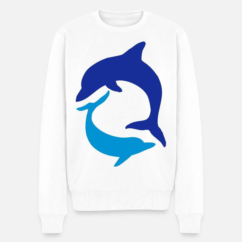 Delphin - Männer Premium Bio Pullover - Weiß