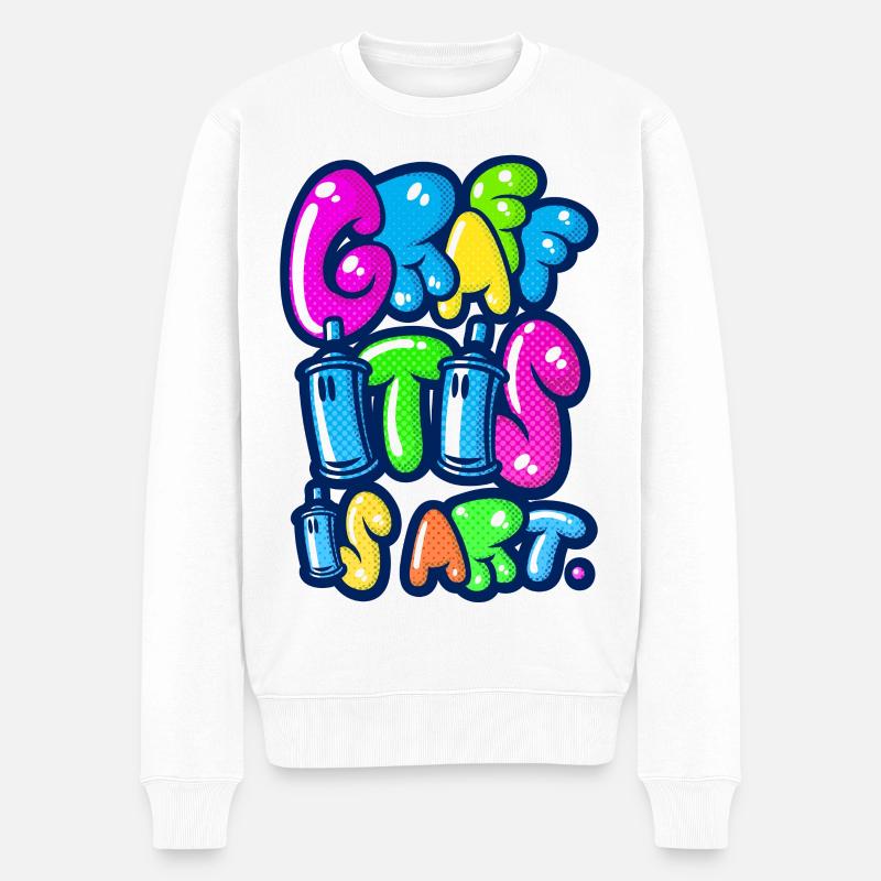 Graffitis Kunst multi - Männer Premium Bio Pullover - Weiß